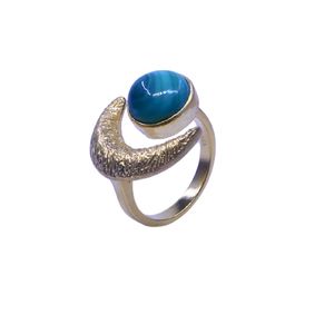 Wedding Wear 925 Sterling Silver Gold Plated Jewelry <b>Turquoise</b> Gemstone Women Wear Classic Couple <b>Ring</b> - Product Image 4