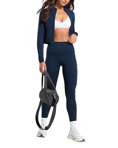 Chaqueta de yoga para mujer OEM, elástica, de secado rápido, con cremallera completa, cuello alto, orificios para los pulgares, ajuste ceñido, retención de forma, para gimnasio. - Product Image 4