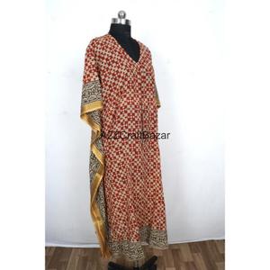 Vestido Kaftán Midi de Algodón 100% Hecho a Mano en India con Estampado Floral, para Mujer, Informal, de Fiesta, Verano, Primavera, Ecológico y Transpirable - Product Image 5
