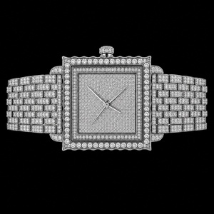 Elegante Reloj de Mujer con Esfera Cuadrada con Incrustaciones de Diamantes, Cristal de Zafiro y Correa de Acero Inoxidable - Product Image 2