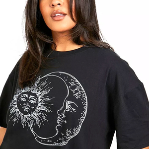 Camiseta de Mujer Transpirable, Nueva Camiseta de Mujer 100% Algodón, Cuello Redondo Informal, Manga Corta, Camiseta Estampada para Mujer - Product Image 4