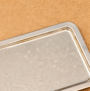 Plateau de service rectangulaire en acier inoxydable de luxe nordique, plateau décoratif en métal argenté pour table basse ottoman, décoration intérieure - Product Image 6