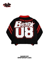 Kaos Polo Rugby Varsity Kustom |   Atasan Lengan Panjang Kolejial Hitam & Merah |   Produsen Polo Streetwear Kelas Berat OEM