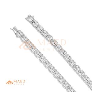 สร้อยคอเทนนิสทรง Asscher Cut ประดับเพชรโมอิสซาไนต์ เงินแท้ 925 ดีไซน์หรูหรา ประดับเพชรเต็มเส้น สร้อยคอแบบละเอียดสำหรับทุกเพศ - Product Image 5
