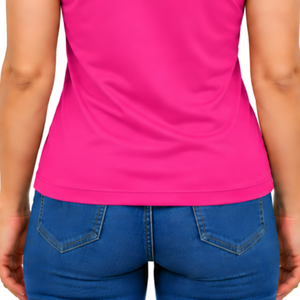 เสื้อโปโลปักลายสำหรับขี่ม้าสีชมพูสดใส แขนกุด ทรงเข้ารูปสำหรับผู้หญิง เหมาะสำหรับการฝึกขี่ม้า รับผลิตตามสั่ง ขายส่ง คุณภาพสูง - Product Image 6