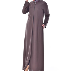 Conjunto de Vestido Abaya Musulmán Elegante y Modesto de Alta Calidad para Mujer, Abaya Abierta Bordada a Mano, Color Sólido Dibujado a Mano - Product Image 3