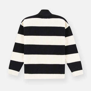 Pull en tricot rayé à manches longues pour l'automne, noir et crème, coupe classique, 100% acrylique - Product Image 2