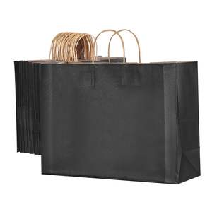 Sacchetti di carta Kraft nera con manici 50 pz 16x6x12 in per feste e uso al dettaglio - Product Image 1