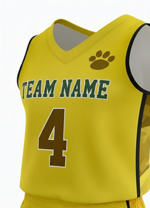 Custom Yellow Basketball Jersey Set Sleeveless V-Neck Moisture Wicking Unisex Adult Team Name Print Sublimated Athletic Wear - Product Image 2