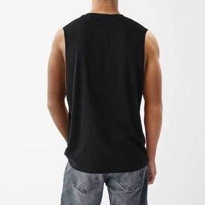 เสื้อกล้ามถักนิตติ้งสีดำสำหรับผู้ชาย ปี 2026 คอกลม แขนกุด สไตล์ลำลอง สีพื้น ผ้าสแปนเด็กซ์/ไนลอน ระบายอากาศได้ดี น้ำหนัก 220 กรัม ย้อมสีพื้น - Product Image 3