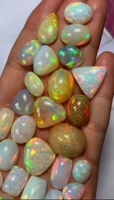 Opales en nid d'abeille multicolores naturelles, pierres précieuses en vrac, cabochons de forme libre, effet de jeu de couleurs/feu, certifiées par un tiers pour la joaillerie