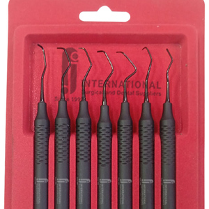 Ensemble de 7 curettes dentaires manuelles personnalisables Gracey avec poignée ergonomique en acier inoxydable, revêtement noir, instruments de classe I - Product Image 5