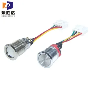 Metal Push Button Switch With Led Ring Lamp With Wire 12-24v Button Switch Metal Push Button Switch