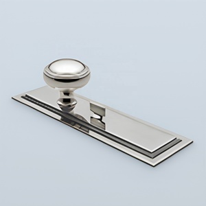 Boutons modernes en laiton avec plaque de fixation, quincaillerie de meubles, design carré classique, nickel poli, pour tiroirs de commode, bouton de style factice - Product Image 2