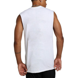 Camiseta sin mangas informal de algodón extragrande para hombre, ecológica, transpirable, de secado rápido, 180 g, cuello redondo, con botones, holgada, para gimnasio, personalizada - Product Image 4