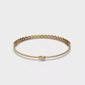 Classic Sterling <b>Silver</b> Moissanite Tennis <b>Bracelet</b> 18K Gold Plated Dainty Luxury Party Jewelry Perfect Gift - Product Image 3