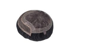 Perruque en cheveux humains à dentelle frontale mono, cheveux chinois vierges Remy, patchs de cheveux, lisses crépus, vague profonde, 1b+gris - Product Image 4