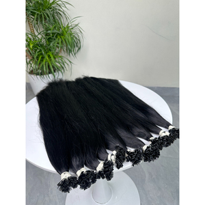 ผมต่อปลายแบนสีดำธรรมชาติ ผมตรงแบบ Bone Straight ผมเวอร์จินเวียดนามแท้แบบ Double Drawn  ต่อผมด้วยเคราติน ขายส่ง - Product Image 4