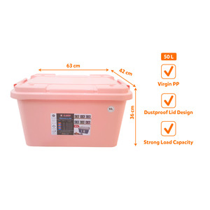 55L <b>Plastic</b> Storage Box with Lids and <b>Wheels</b> Heavy Duty Organizer Container Stackable Large Capacity Container for Home Office - Product Image 2