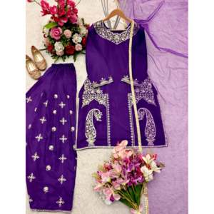 Beau haut-bas et ensemble Dupatta fantaisie pour femmes pour les fêtes - Product Image 2