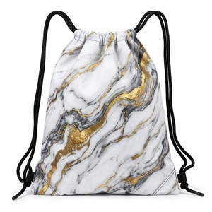 Cartoon Space Pattern Polyester <b>Drawstring</b> <b>Backpack</b> Lightweight Gym Sack Bag For School Travel Kids Everyday Storage - Product Image 3