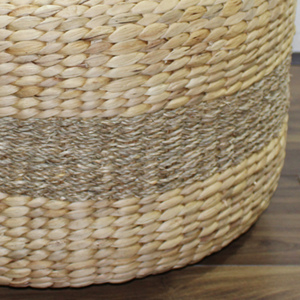 Pouf tissé par jacinthe organique durable d'eau, forme ronde Ottoman de cylindre pour l'accent d'allocation des places de salon - Product Image 5