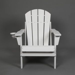 Sedia Adirondack Pieghevole con Doppio Portabicchieri in Materiale Composito Bianco Effetto Legno per Uso Esterno - Product Image 6