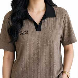 ชุดเซ็ตเสื้อโปโลแขนสั้นสีเบจ 2 in 1 สำหรับผู้หญิง ยี่ห้อ OneTen Apparel รุ่น Spring พร้อมแถบข้างตัวเสื้อ - Product Image 6