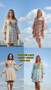 Vestido Corto de Verano para Mujer, Elegante, de Viscosa y Encaje, con Cuello en V, Mini Vestido Casual de Playa, Prenda Personalizada - Product Image 5