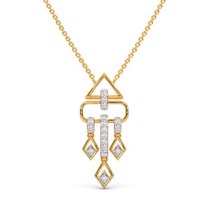 Collier architectural à triple pendentif diamant avec cadre géométrique ouvert et design de diamants superposés - Product Image 1