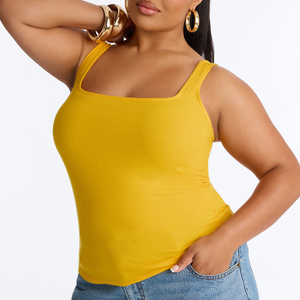 Nouveau débardeur femme été 2026 à col carré, couleur unie, style urbain sexy, sans manches, en coton et élasthanne - Product Image 4