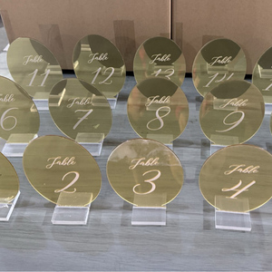 LANJO Golden Acrylic <b>Table</b> Numbers Circle Shape Elegant Laser Cut 6.0in Height 3in Width Wedding Place <b>Cards</b> 1-20 - Product Image 5