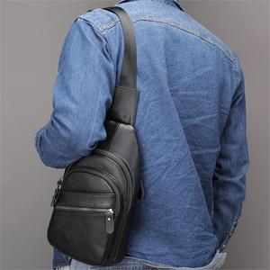 Mochila de cuero genuino impermeable para hombre, bandolera de pecho, bolso cruzado de hombro, bolsos de pecho para hombre - Product Image 5
