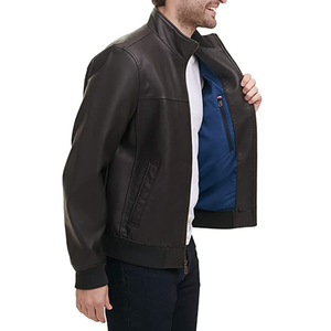 Custom Logo <b>Men's</b> Genuine Cowhide <b>Leather</b> <b>Jacket</b> Stand Collar Embroidered Winter <b>Jacket</b> OEM ODM Private Label Manufacturer - Product Image 4
