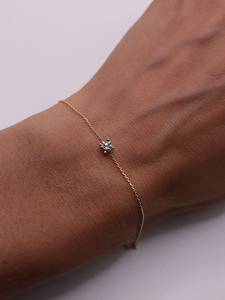 0.20 CT Diamond Bezel Setting <b>Bracelet</b> 18K Gold Plated | IGI Certified Minimalist Chain <b>Bracelet</b> for Women | Elegant Gift - Product Image 1