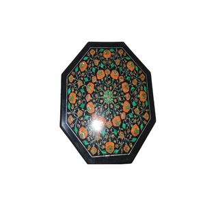 Table basse convertible en marbre avec incrustations de pierres semi-précieuses, montage facile, mobilier de salon, blanc antique moderne - Product Image 3