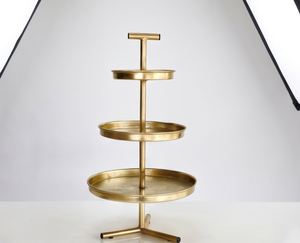 Modern Gold Metal 3 Tier Cake Stand Minimalist Dessert Display Tray Round <b>T</b> <b>Bar</b> Handle Cupcake Holder Party Table Decor - Product Image 4