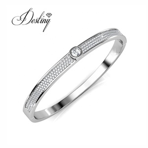 Daisini Venta al por mayor de lujo adornado con cristales <span class=keywords><strong>Swarovski</strong></span> Chapado en oro de 18 quilates PaveWomen Brazalete Pulsera Joyería para mujer - Product Image 2