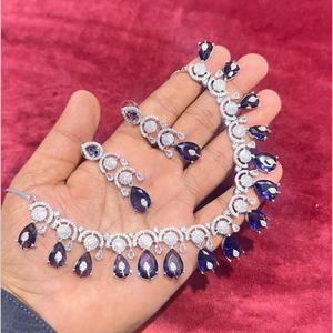 American <b>Diamond</b> <b>Necklace</b> Set <b>Silver</b> Plated 11151700PU-Elegant Fine Jewelry - Product Image 1