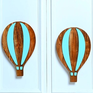 Poignée de porte en bois pour enfants, accents bleus, poignées de meuble en forme de montgolfière, de haute qualité, durables, pour armoire de chambre à coucher - Product Image 6