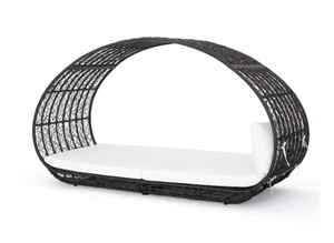 เตียงอาบแดดกลางแจ้ง เฟอร์นิเจอร์เดย์เบดสำหรับสวน โรงแรม ชายหาด ทำจากไม้สัก พร้อมหลังคาคลุมและเบาะนุ่มสบาย - Product Image 4