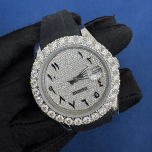 Montre de luxe bicolore en acier inoxydable avec diamants Moissanite VVS1, calendrier automatique, en gros et à prix abordable - Product Image 1