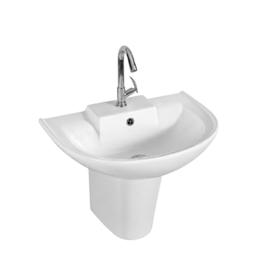 Grifo Cromado de Pared Semi-Pedestal Selina de Forma Irregular con un Solo Orificio para Lavabo Contemporáneo con Desagüe de Piedra - Product Image 1