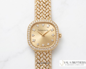 Tiffanyy & Coo. Diamond <b>Watch</b> Yellow Gold Square <b>Case</b> 30mm Analog Quartz Women's Luxury Bracelet Wristwatch - Product Image 1