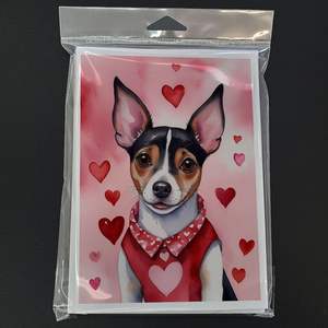 Whimsical A7 Size 5x7 Blank Note Cards Pack of 8 with Envelopes for Valentine's Day-<b>Rat</b> Terrier Greeting Cards - Product Image 3