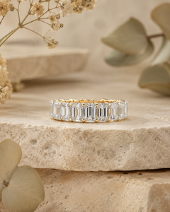 แหวนแต่งงานแบบเต็มวง ประดับมอสซาไนต์ทรงเหลี่ยมมรกต ทอง 14K หรูหรา ขายส่ง รับผลิตตามแบบ OEM ODM - Product Image 3
