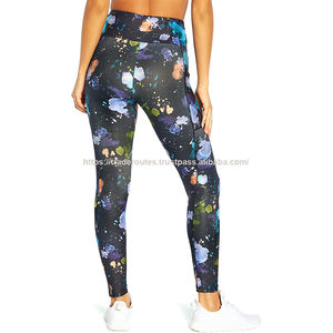 Leggings de compression personnalisés pour femmes, couleur personnalisée, sublimation, longueur cheville, 100% polyester, séchage rapide, pantalon de fitness, service OEM - Product Image 2