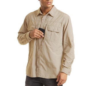 Chest Zipper Pockets Cargo <b>Shirt</b> Men's Quick Drying Skin Protective Long Sleeve Work <b>Shirt</b> Male Tops Outdoor - Product Image 6