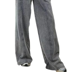 Conjunto de dos piezas de chándal oversize de felpa francesa con capucha, lavado ácido, estilo casual de invierno para mujer, ecológico y de corte holgado acampanado. - Product Image 6