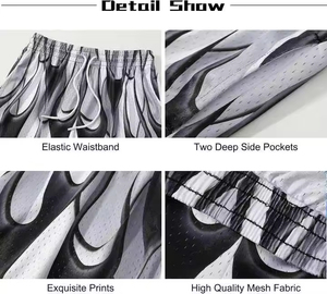 Men's Sublimated Flame Print Mesh Basketball <b>Shorts</b> Drawstring Closure Breathable Regular Fit Summer Adult Sport Wear - Product Image 2